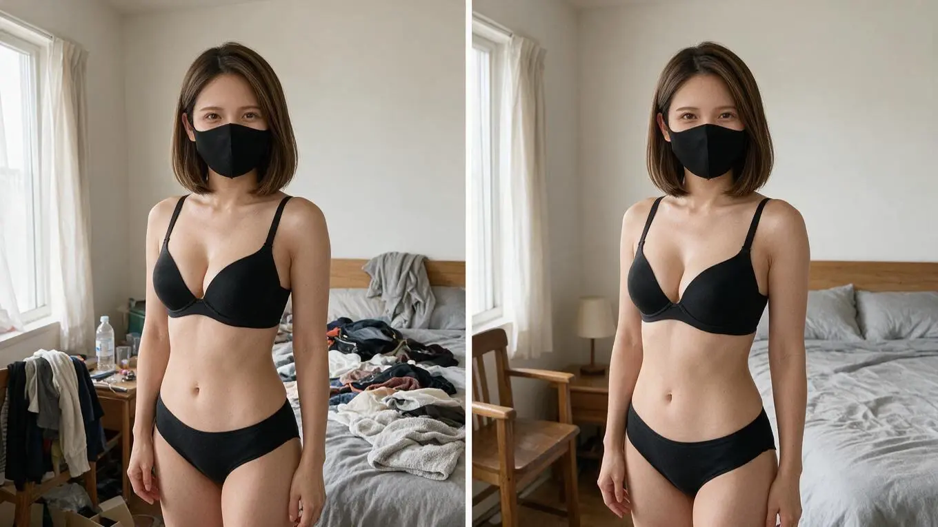 露出写真で散らかった背景と整理された背景による見え方の違い